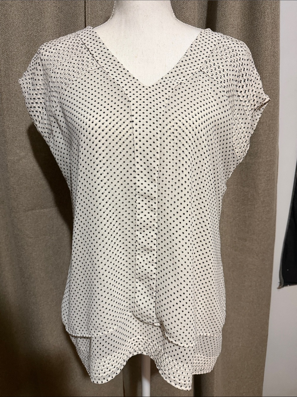 Ivory Polka Dot V-Neck Blouse
